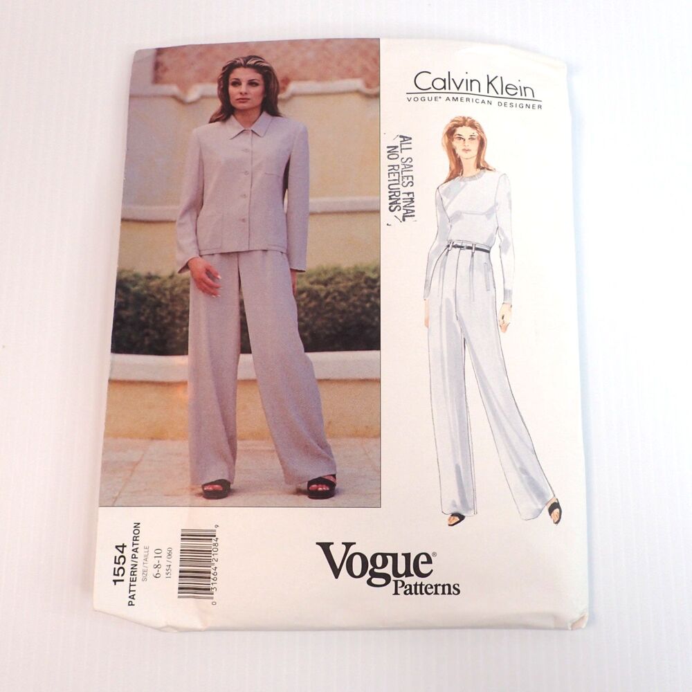 Vtg Vogue Calvin Klein Designer Sewing Pattern 1534 SZ 6 8 10 UNCUT FF